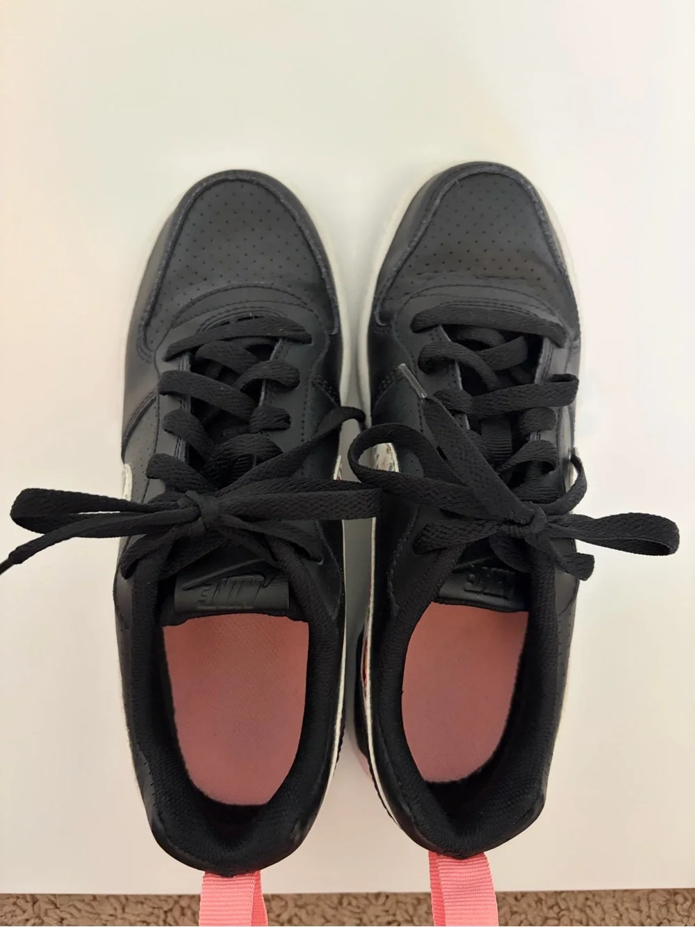 Nike Kids Black Sneakers with Floral White Swoosh